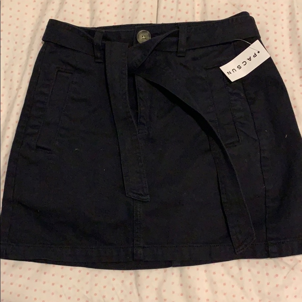 A Line A-Line Black Denim Tie Waist Pac Sun Skirt